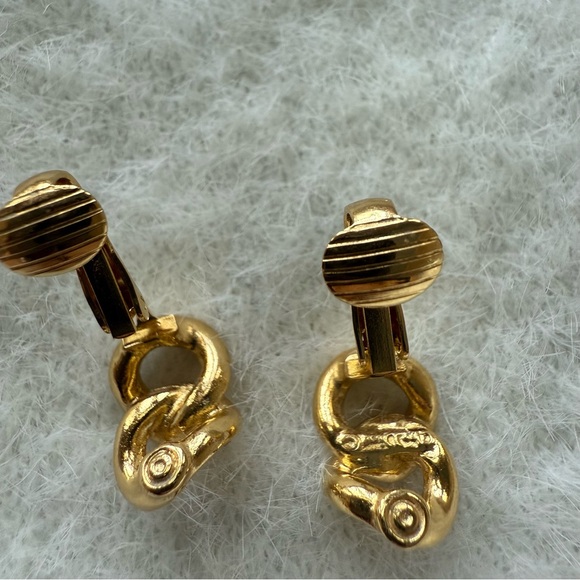 Christian Dior Gold and Black Knot Clip Earrings